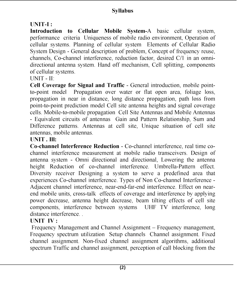 Cellular Mobile  Communication For Manipal University B.Tech 6th Sem Electronics And Communication Engineering - Page 3