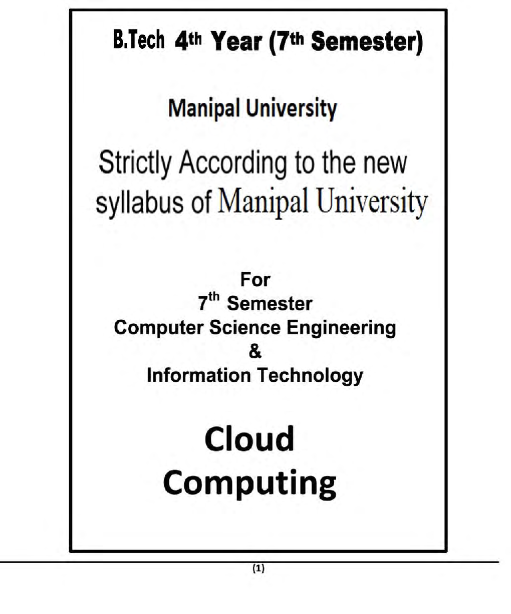 Cloud Computing  For Manipal University B.Tech 7th Sem Computer Science Engineering & Information Technology - Page 2