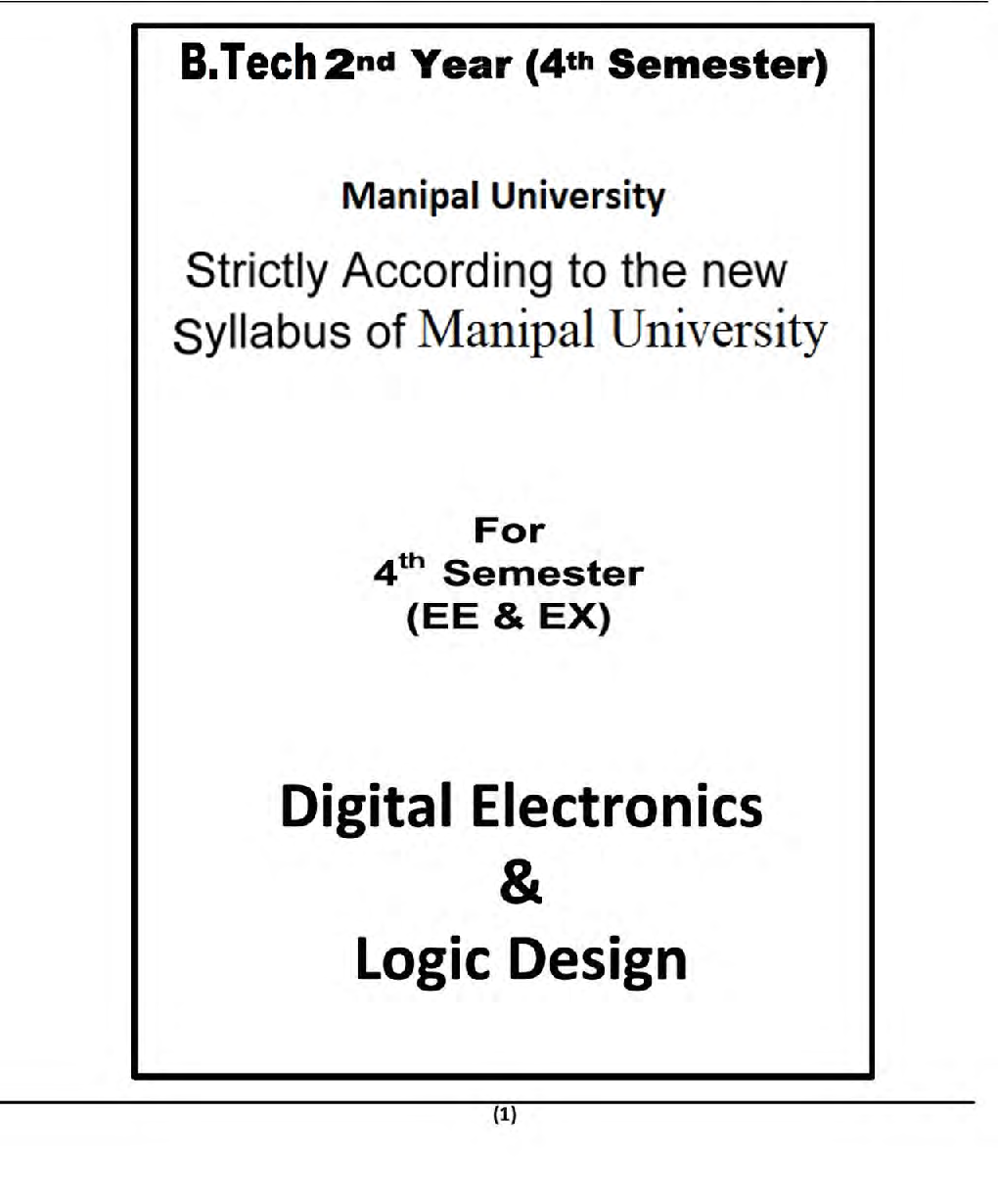 Digital Electronics & Logic Design For Manipal University B.Tech 4th Sem Electronics & Communication Engineering - Page 2