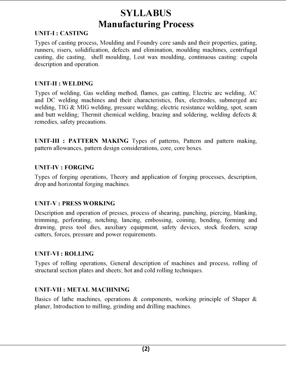 Manufacturing Process For Manipal University B.Tech 3rd Sem Mechanical Engineering - Page 3