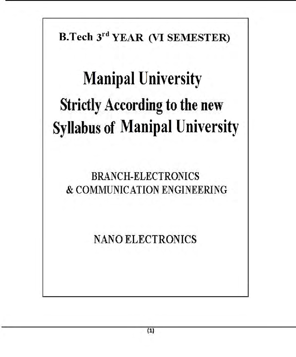 Nano Electronics For Manipal University B.Tech 6th Sem Electronics & Communication Engineering - Page 2