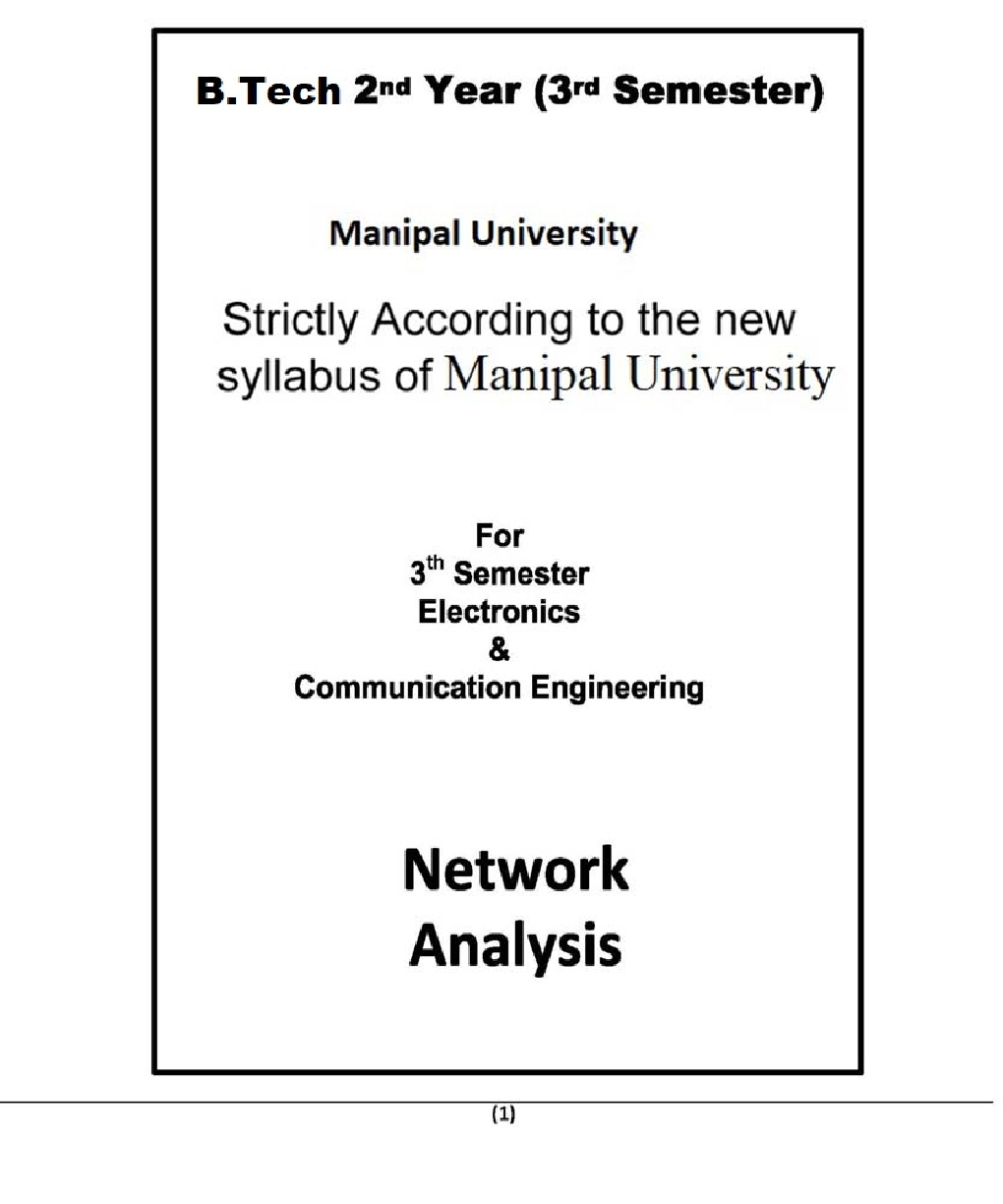 Network Analysis For Manipal University B.Tech 3rd Sem Eletronics Communication Engineering - Page 2
