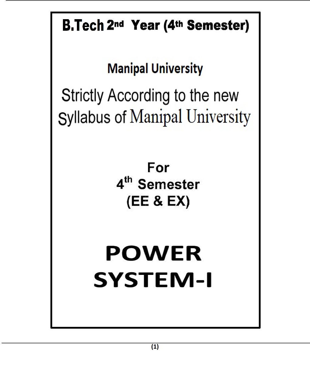 Power System-I For Manipal University B.Tech 4th Sem Electronics & Communication Engineering - Page 2