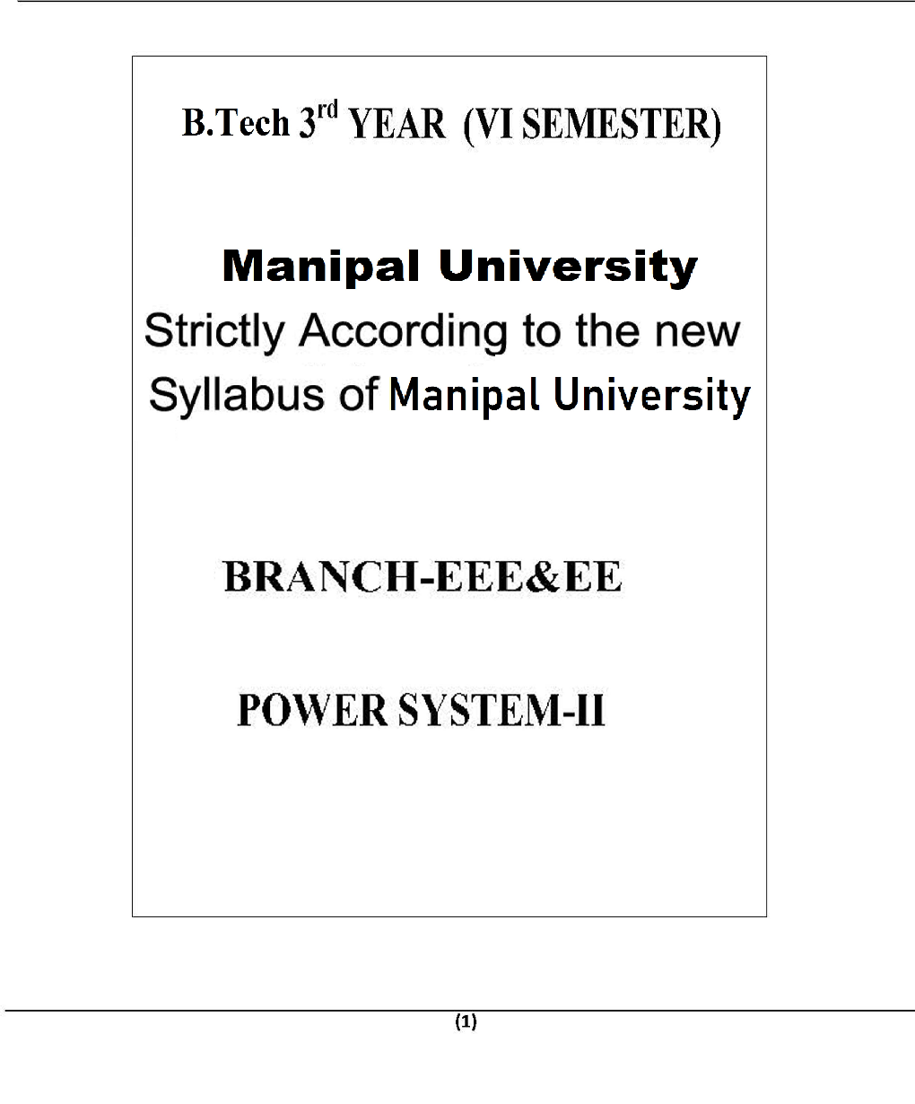Power System-II For Manipal University B.Tech 6th Sem Electrical And Electronics Engineering - Page 2
