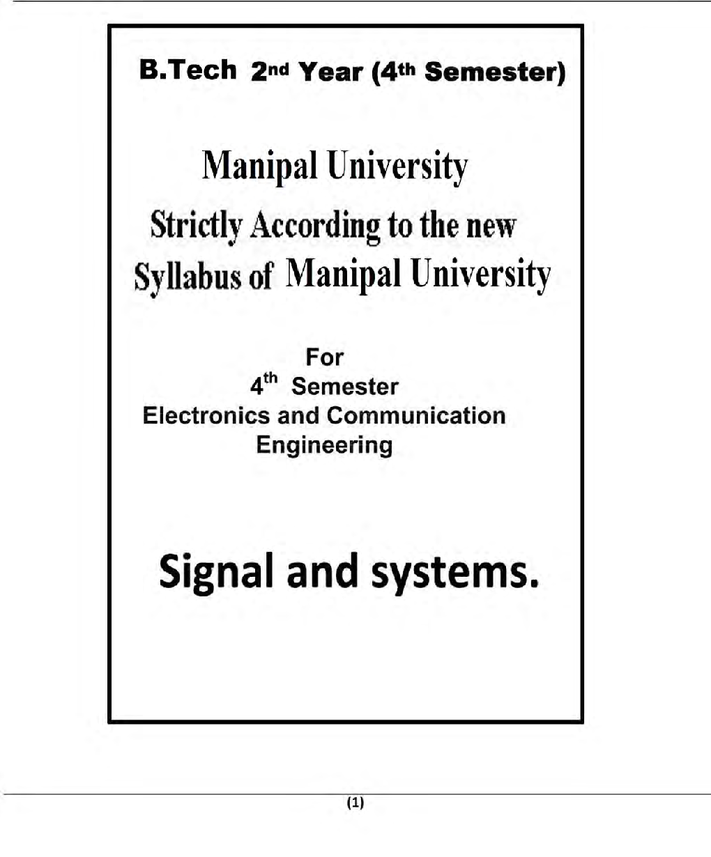 Signals And System For Manipal University B.Tech 4th Sem Electronics & Communication Engineering - Page 2