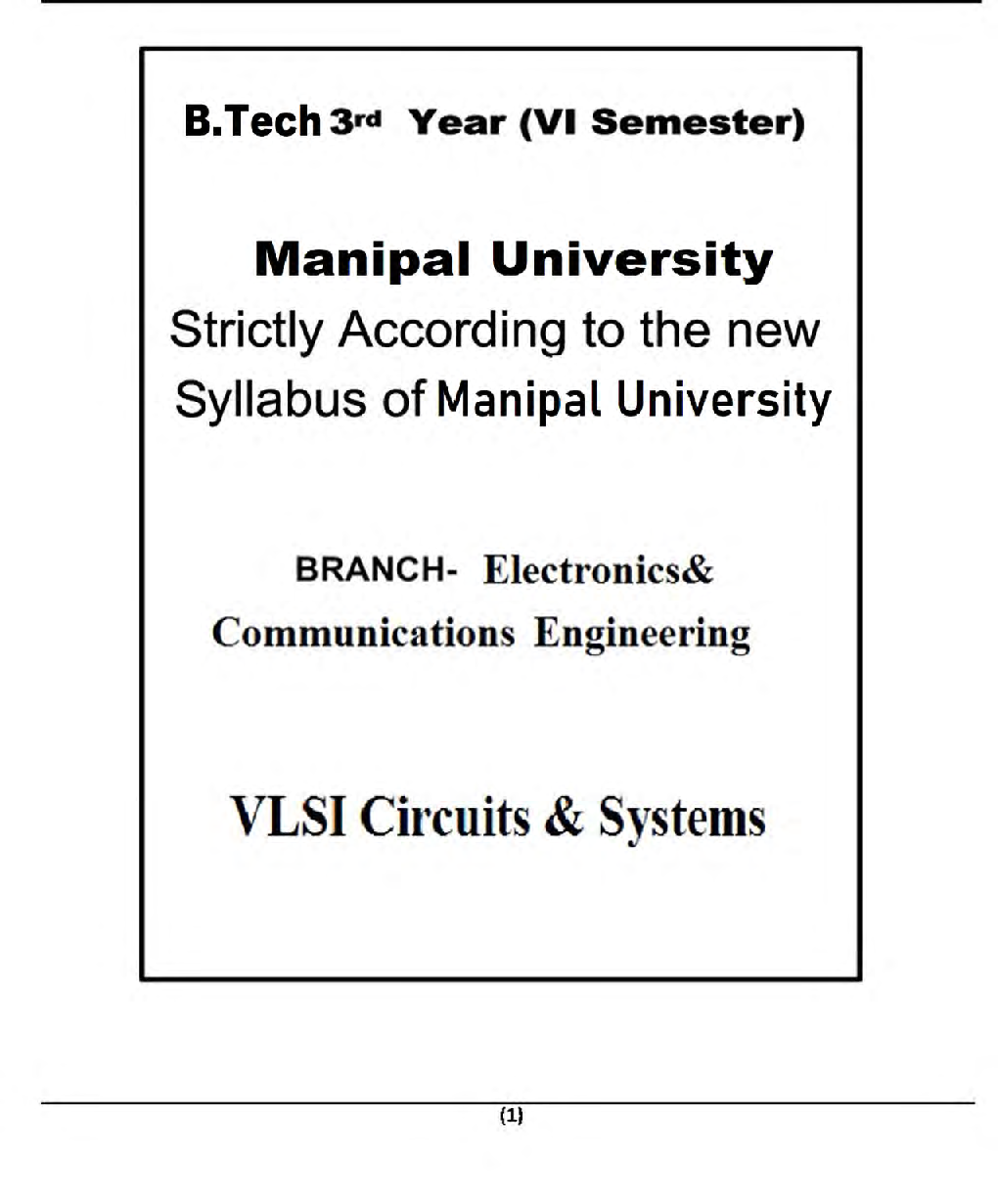 VLSI Circuits And Systems For Manipal University B.Tech 6th Sem Electronics & Communication Engineering - Page 2
