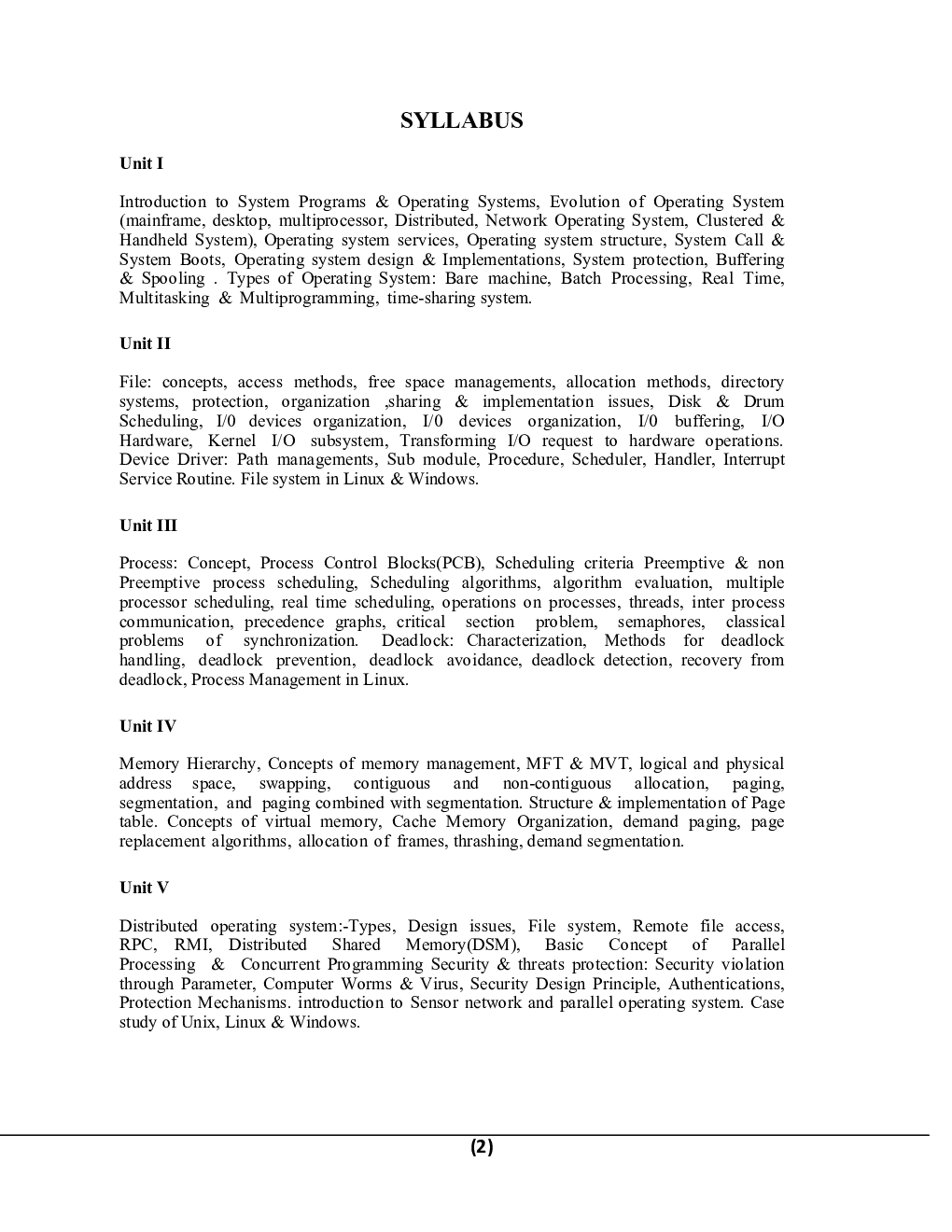 Operating System B.Tech 5th Sem Computer Science Engineering For JECRC University - Page 2