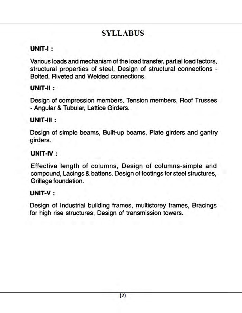 Structural Design-II (Steel) B.Tech 7th Sem Civil Engineering For JECRC University - Page 2