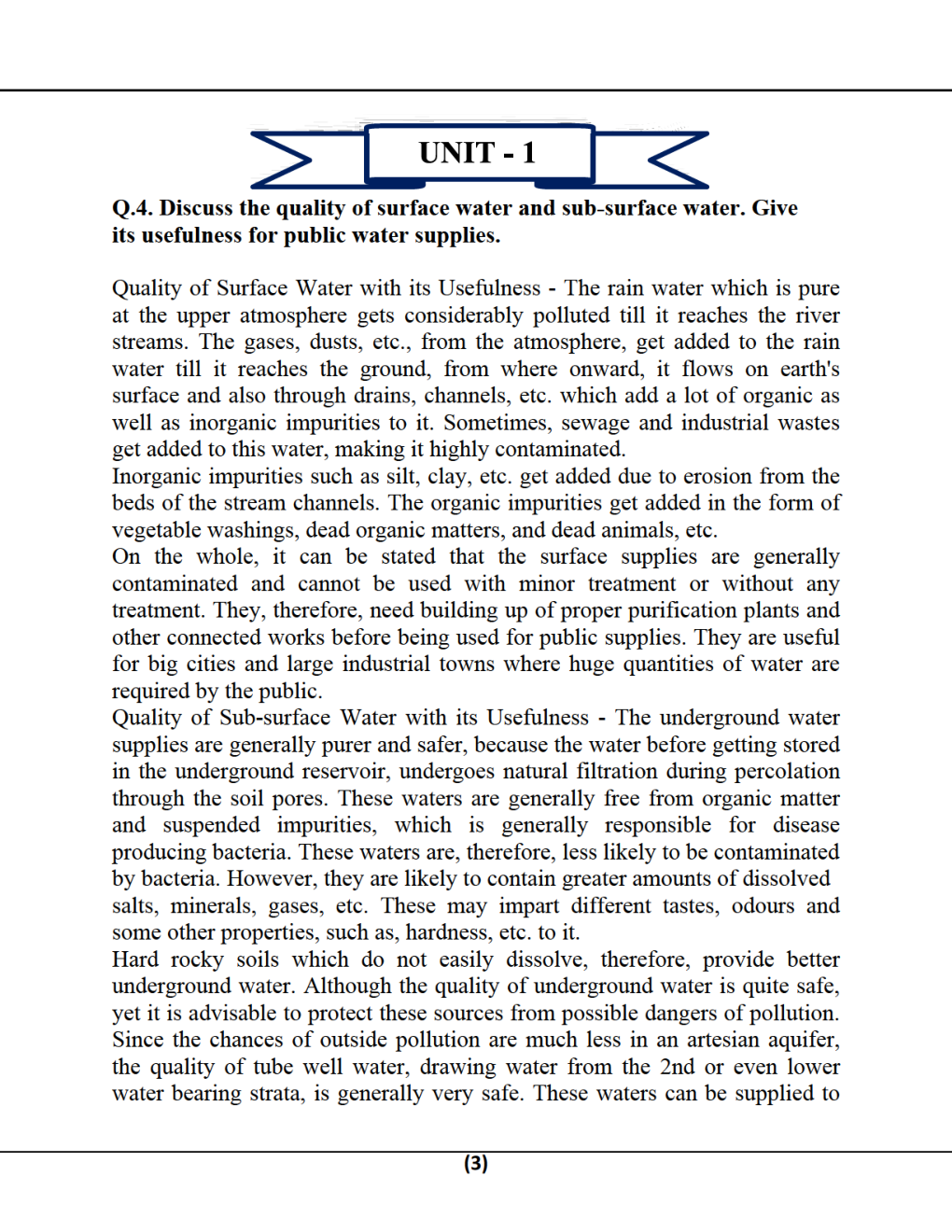 Water Supply & Waste Water Engineering B.Tech 4th Sem Civil Engineering For JECRC University - Page 3