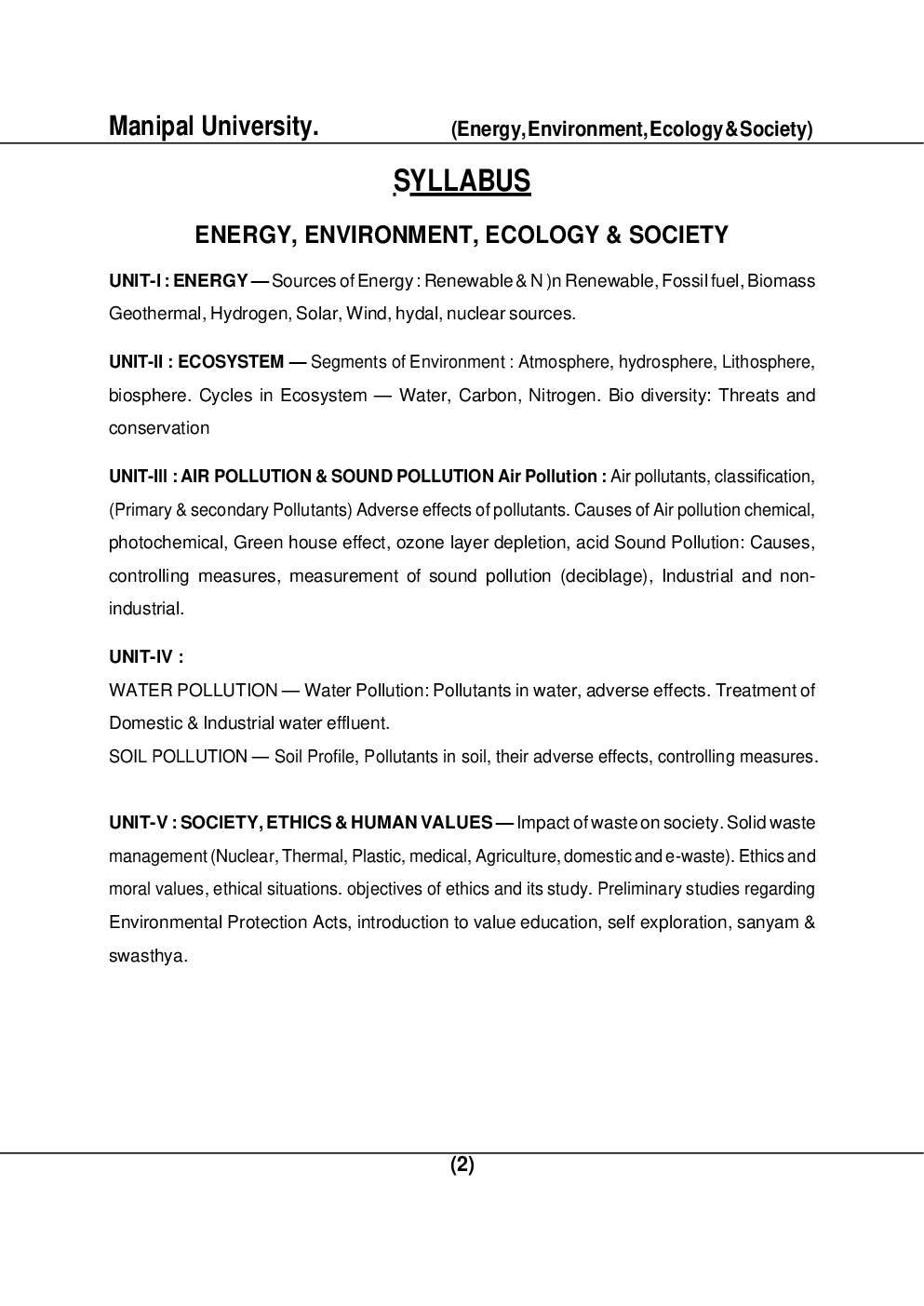 Energy, Environment, Ecology & Society B.Tech 3rd sem  For JECRC University - Page 2