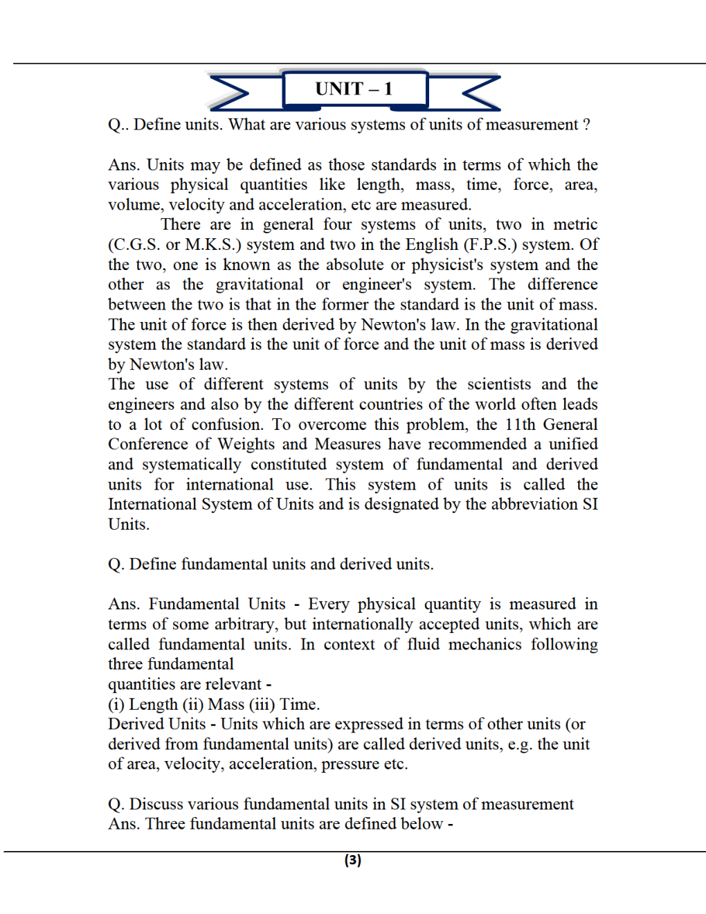 Fluid Mechanics B.Tech 4th Sem Mechanical Engineering For JECRC University - Page 3