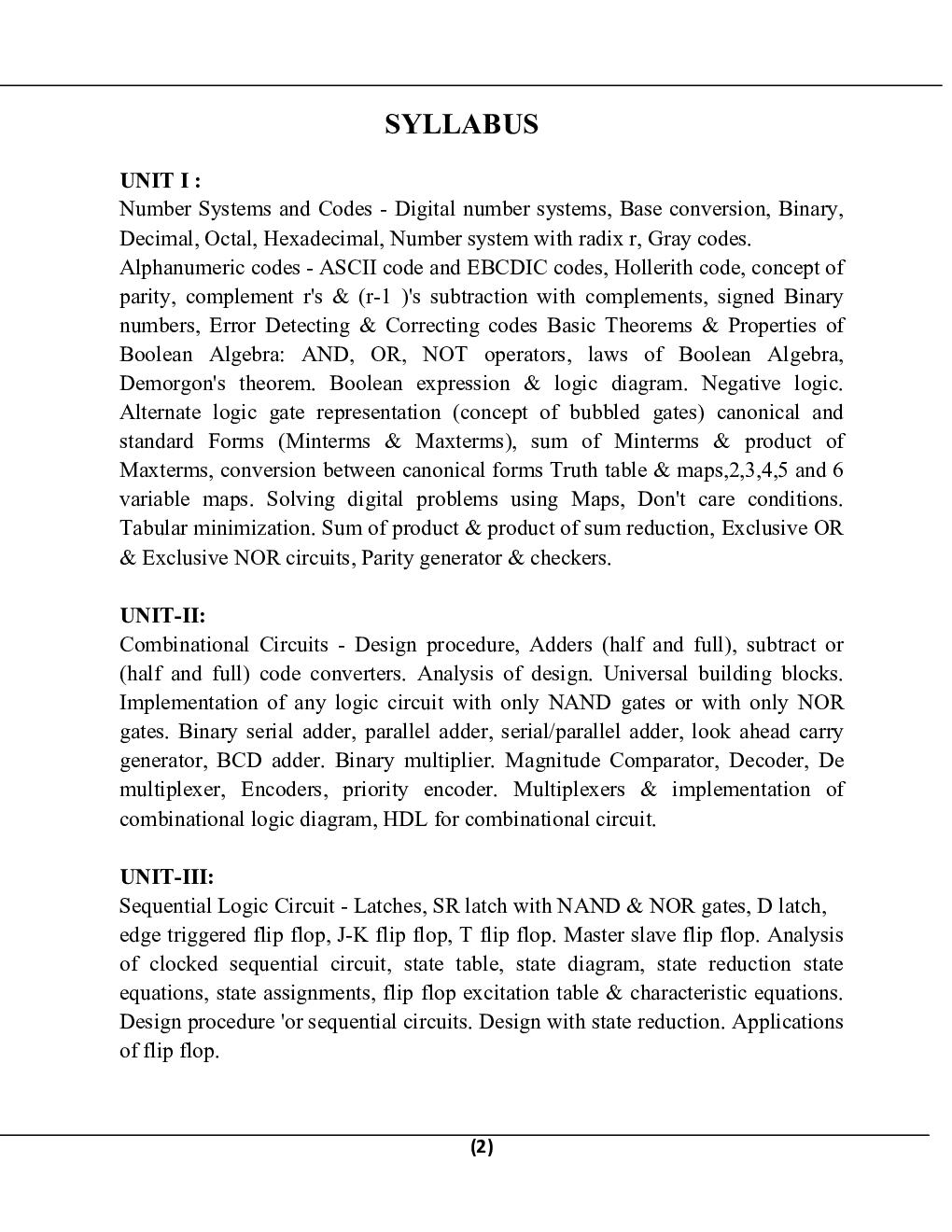 Digital Electronics & Logic Design B.Tech 4th Sem Electronics & Communication Engineering For JECRC University - Page 2
