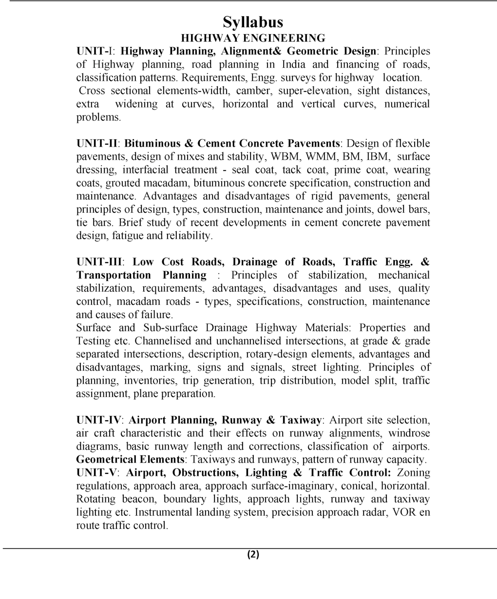 Highway Engineering B.Tech 6th Sem Civil Engineering For JECRC University - Page 2