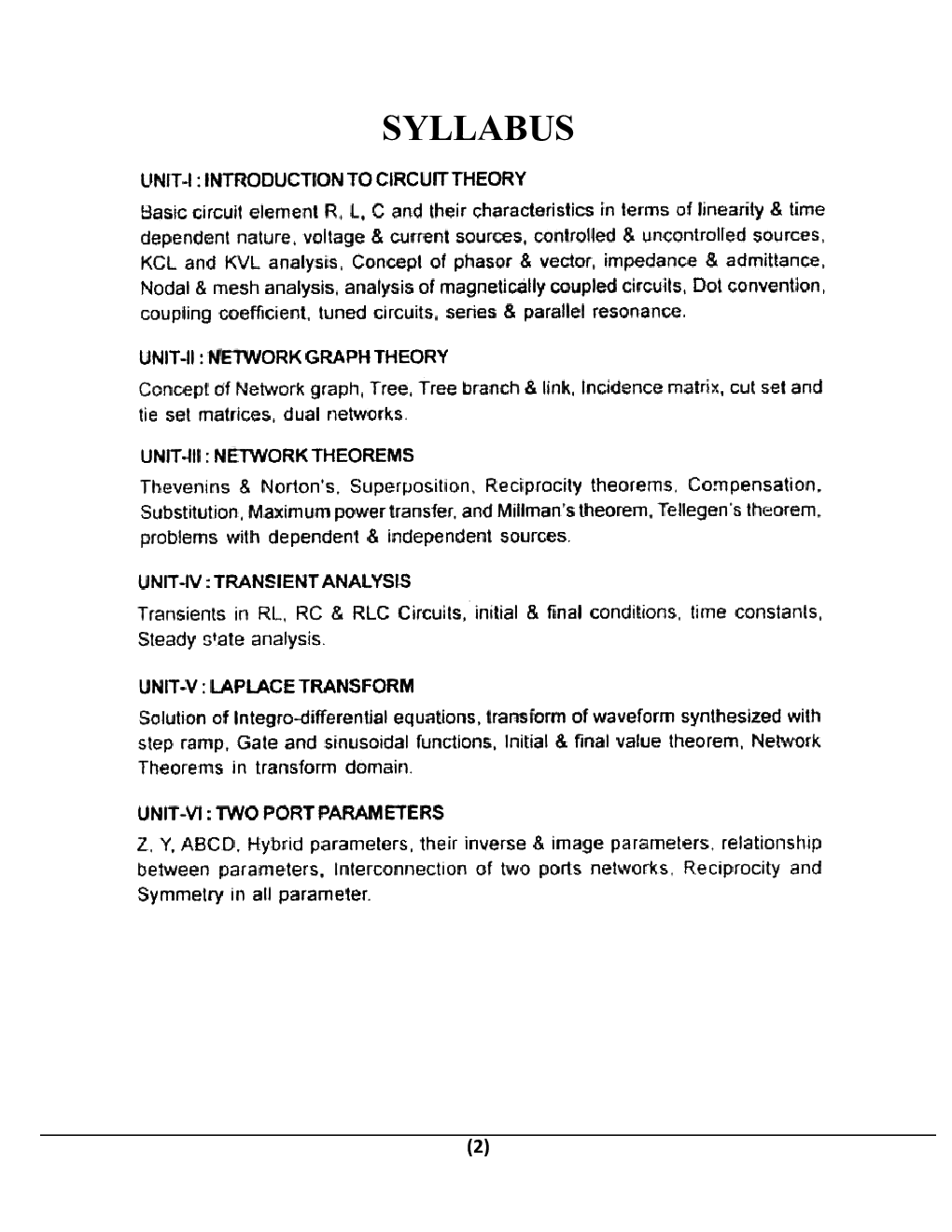 Network Analysis B.Tech 3rd Sem Eletronics Communication Engineering For JECRC University - Page 2