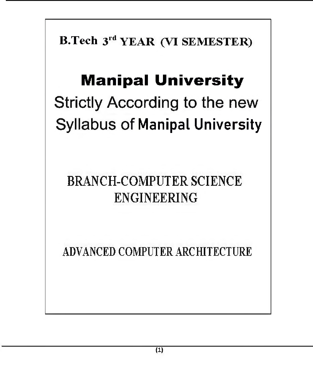 Advanced Computer Architecture For Manipal University B. Tech 6th Sem Computer Science Engineering - Page 2