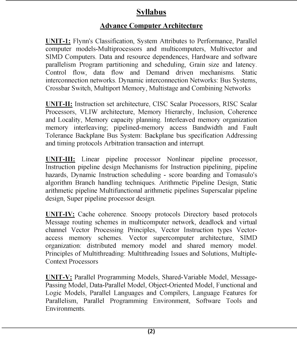 Advanced Computer Architecture For Manipal University B. Tech 6th Sem Computer Science Engineering - Page 3