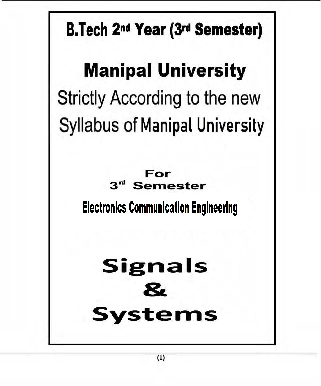 Signals & Systems For Manipal University B. Tech 3rd Sem Electronics Communication Engineering - Page 2