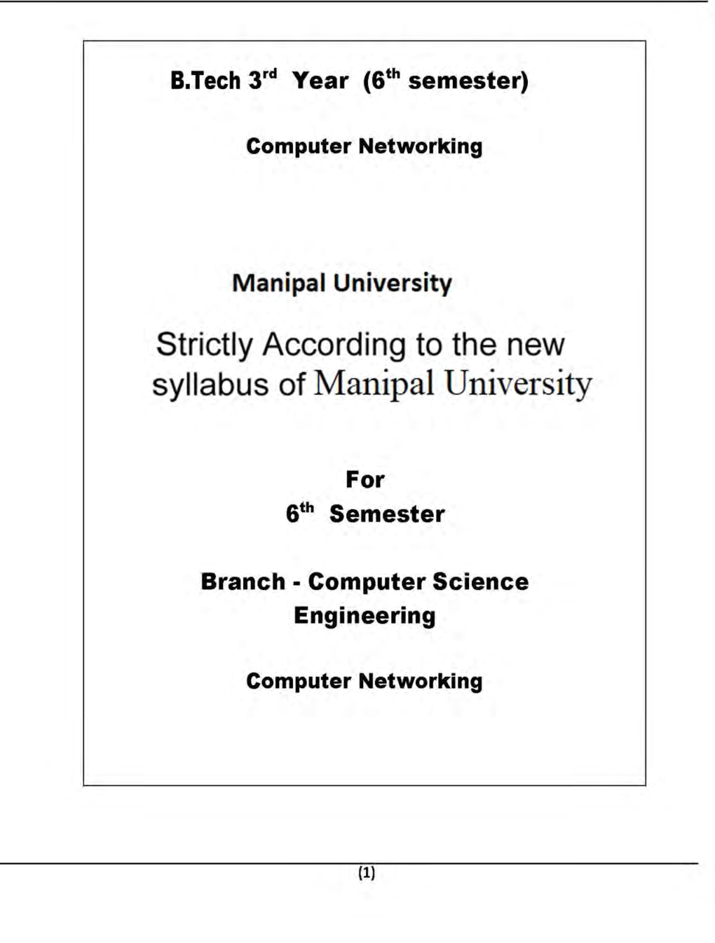 Computer Networking For Manipal University B. Tech 6th Sem Computer Science Engineering - Page 2