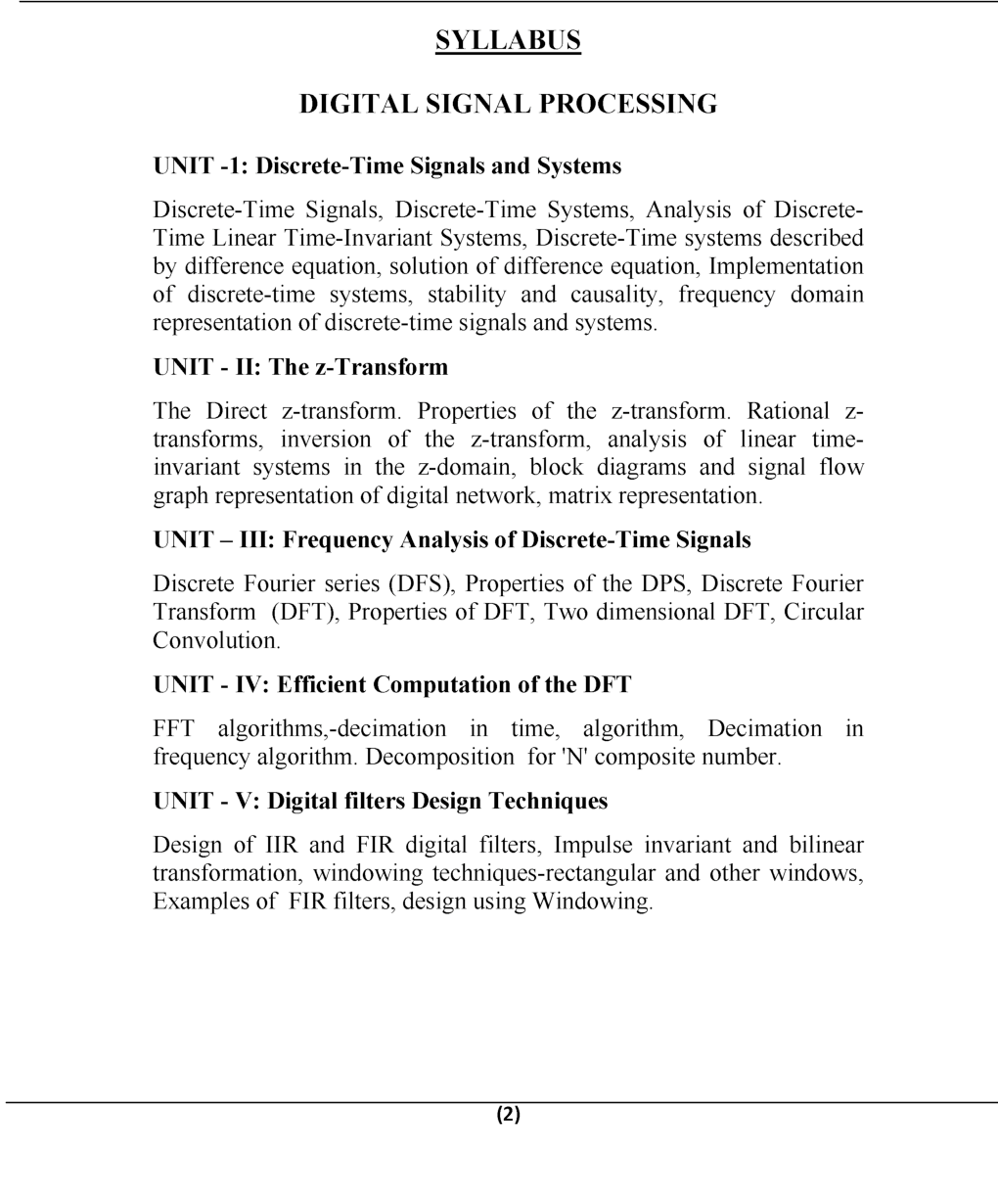 Digital Signal Processing For Manipal University B. Tech  6th Sem Electronics & Communication Engineering - Page 3