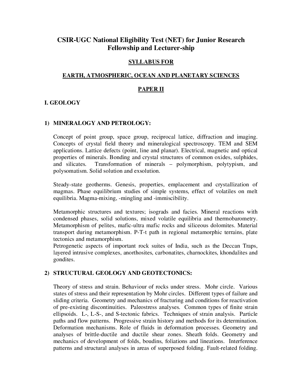 CSIR NET Earth Science  Syllabus 2020 - Page 4