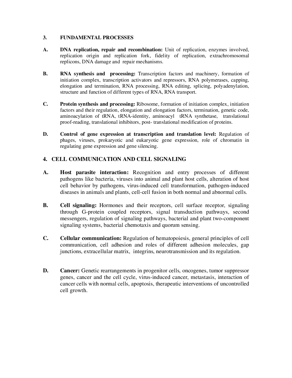 CSIR NET Life Science Syllabus 2020 - Page 3