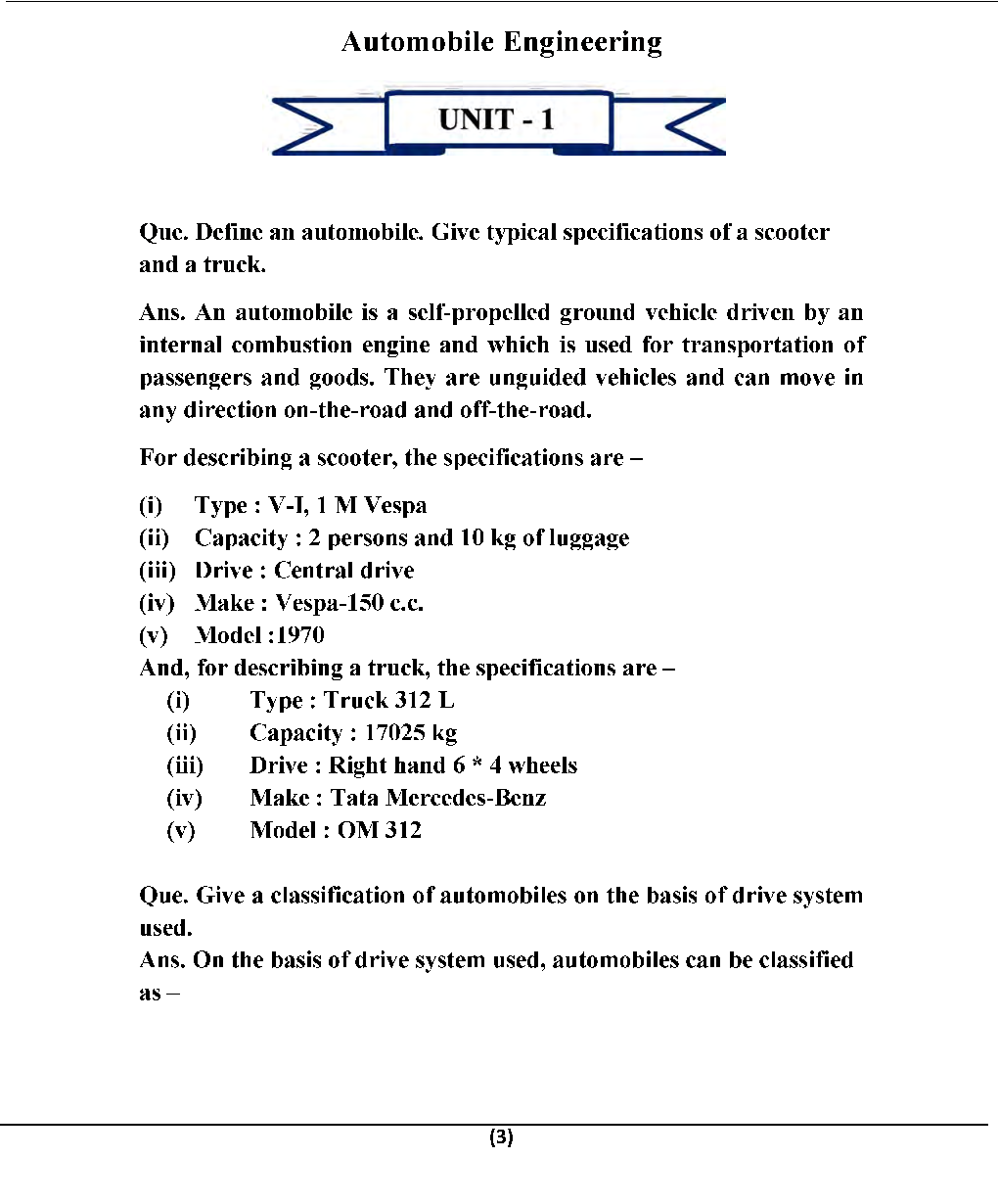 Automobile Engineering For JECRC University B. Tech 7th Sem Mechanical Engineering - Page 3