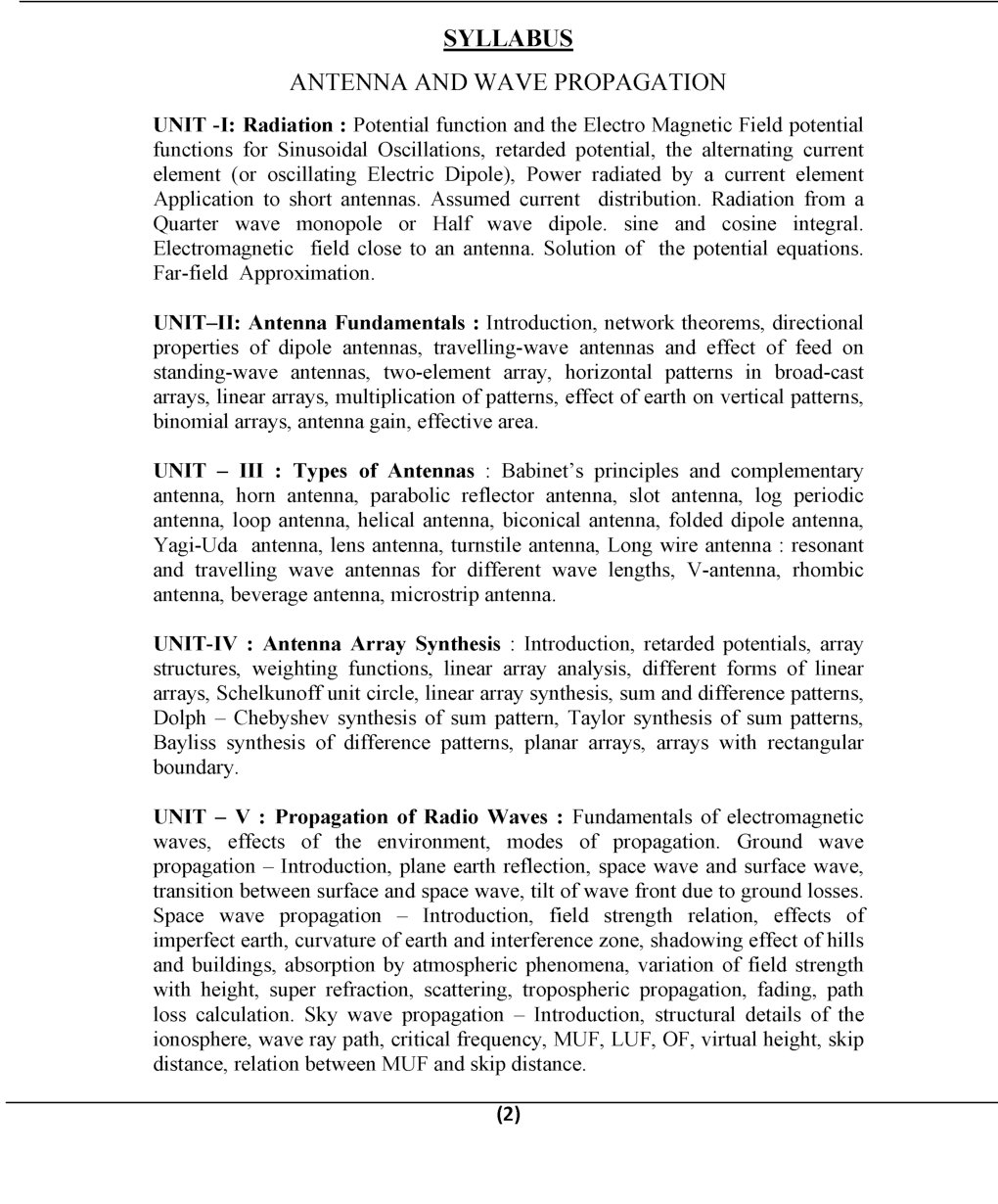 Antenna & Wave Propagation For JECRC University B. Tech 6th Sem Electronics & Communication Engineering - Page 2