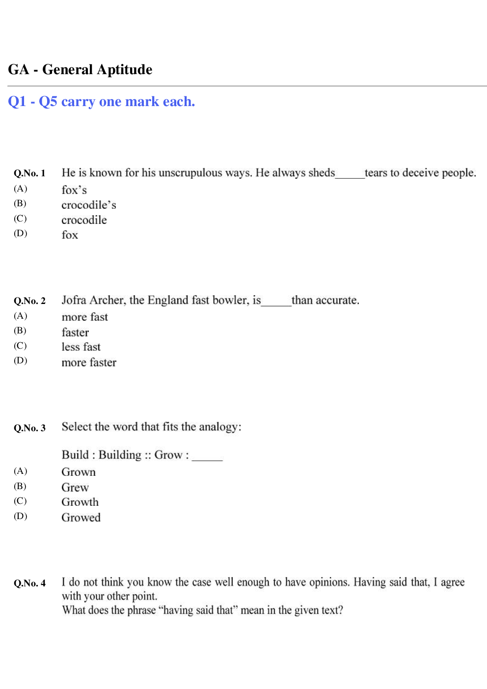 GATE Mechanical  Unsolved Papers 2020 Shift-I - Page 2