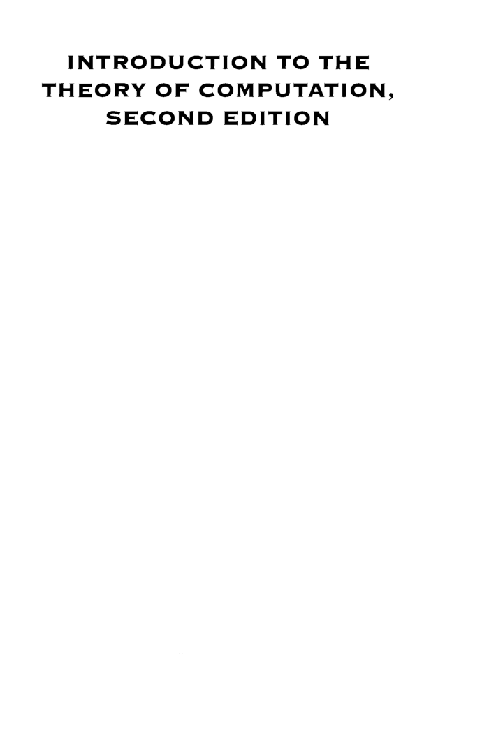 Introduction to The Theory Of Computation Second Edition - Page 2