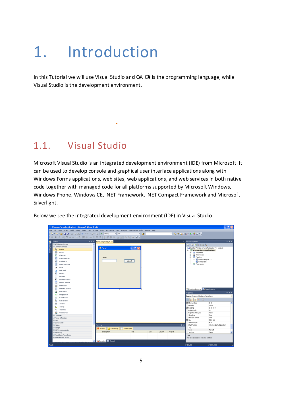Introduction To Visual Studio And C# - Page 5