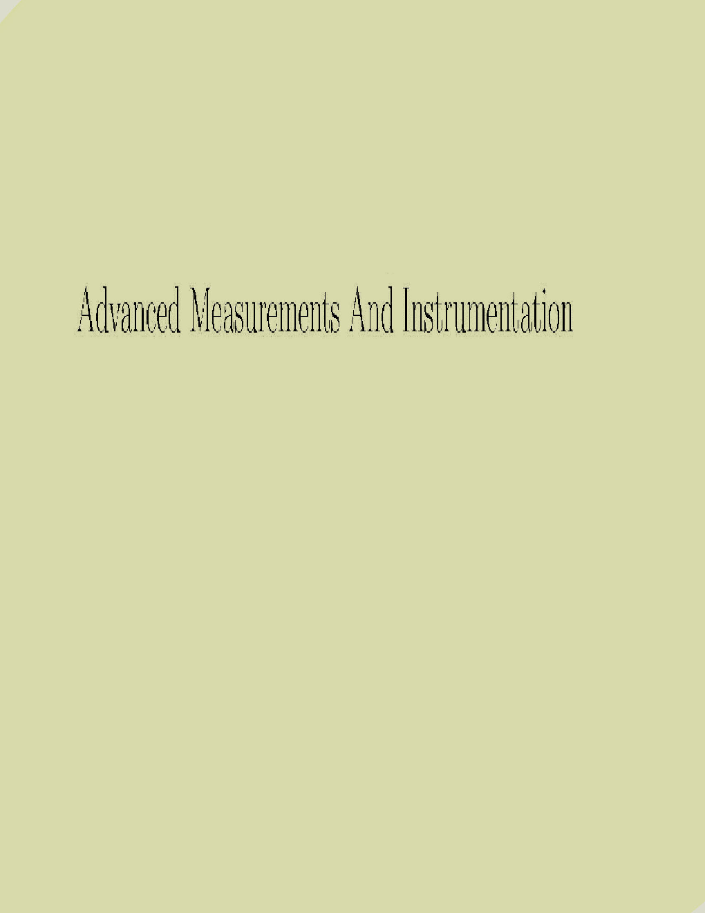 Advanced Measurements And Instrumentation - Page 1