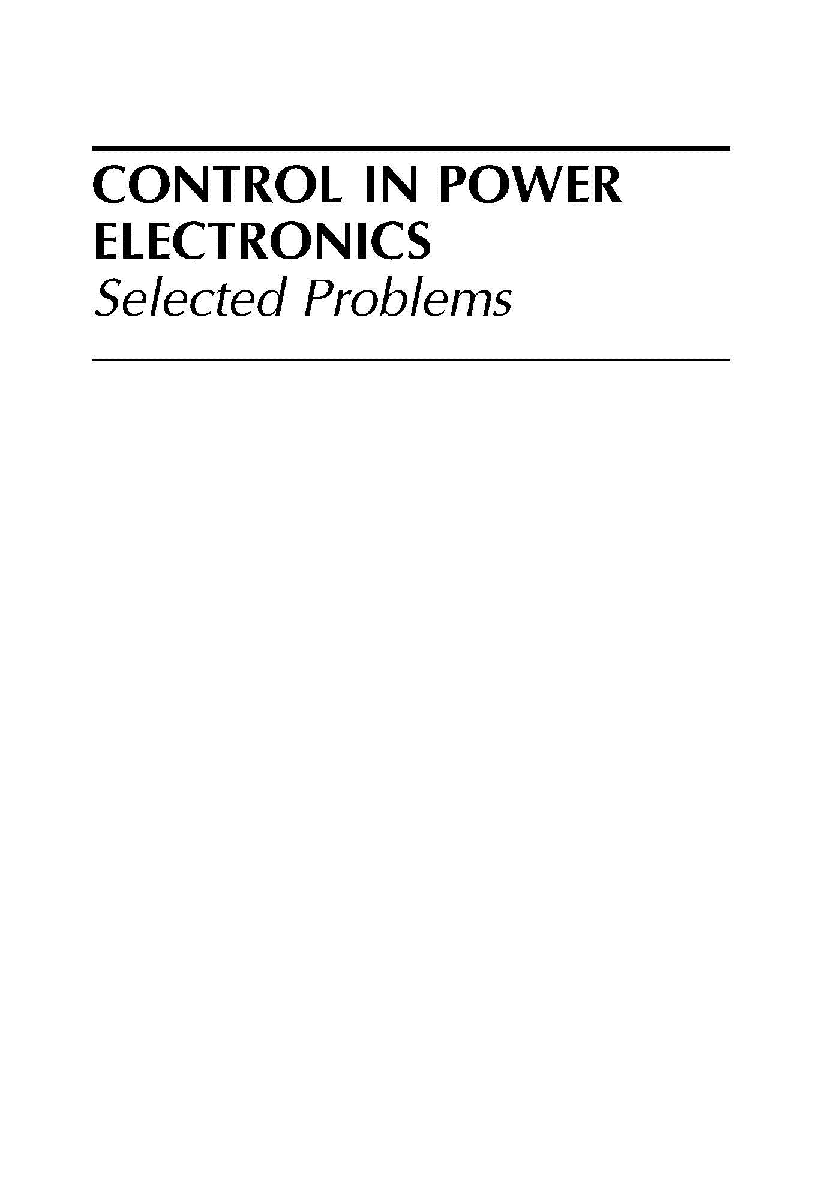 Free Download Control In Power Electronics Selected Problems PDF Online