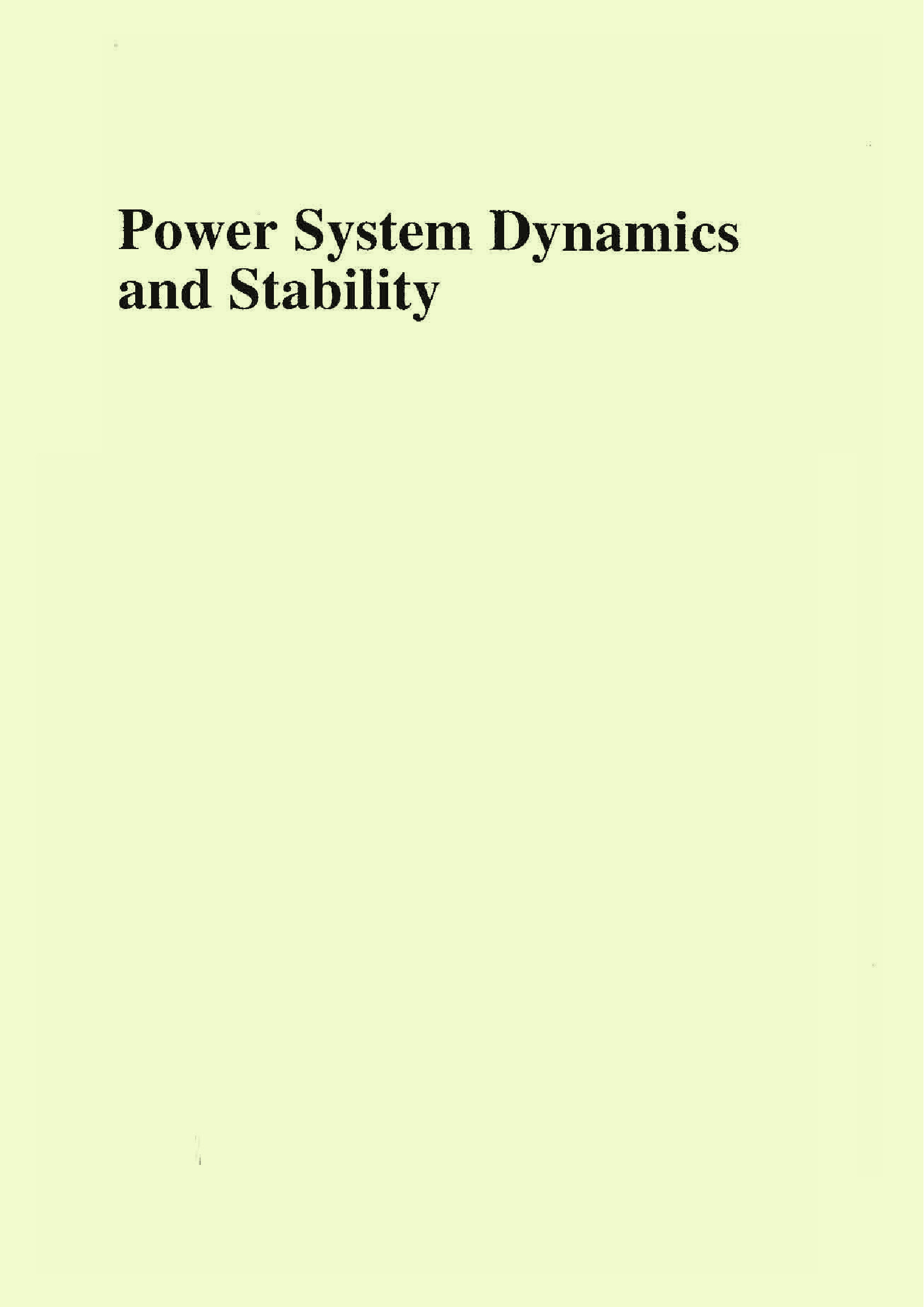 Power System Dynamics And Stability Vol-I - Page 1