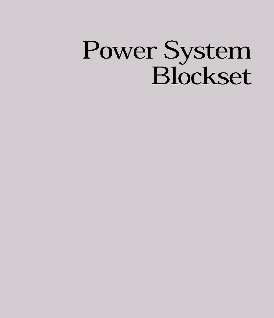 Power System Blockset - Page 1