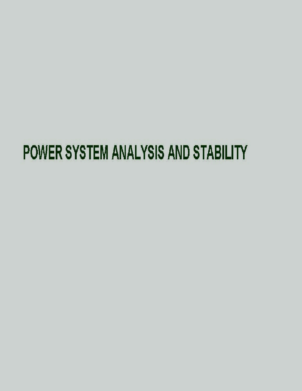 Power System Analysis And Stability - Page 1