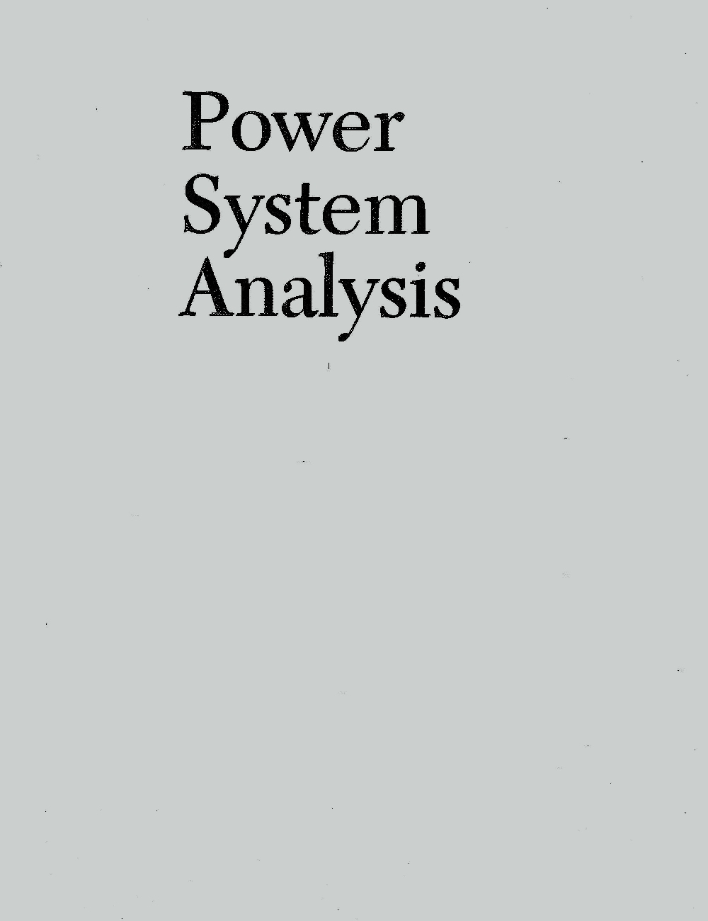 Power System Analysis Vol-III - Page 1