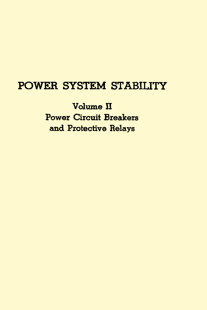Power System Stability Power Circuit Breakers And Protective Relays Volume-II - Page 1