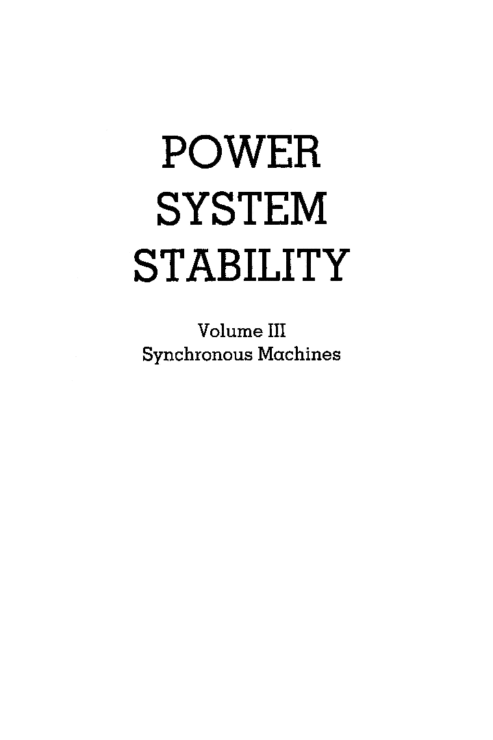 Power System Stability Synchronous Machines Volume-III - Page 2