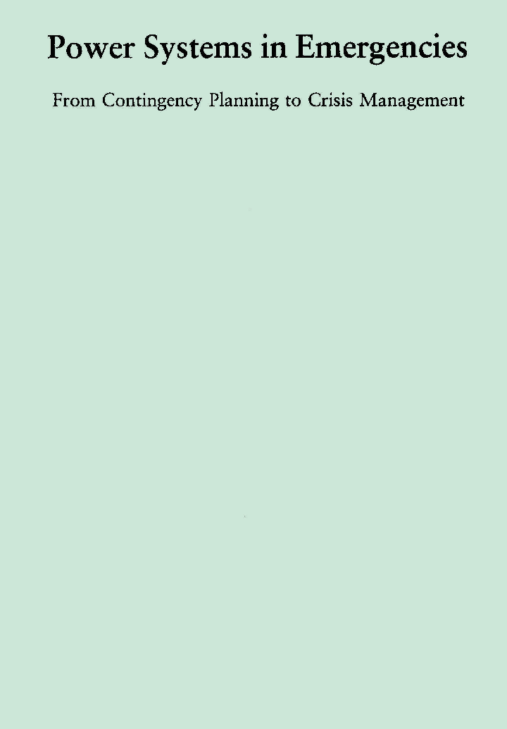 Power Systems In Emergencies From Contingency Planning To Crisis Management - Page 1