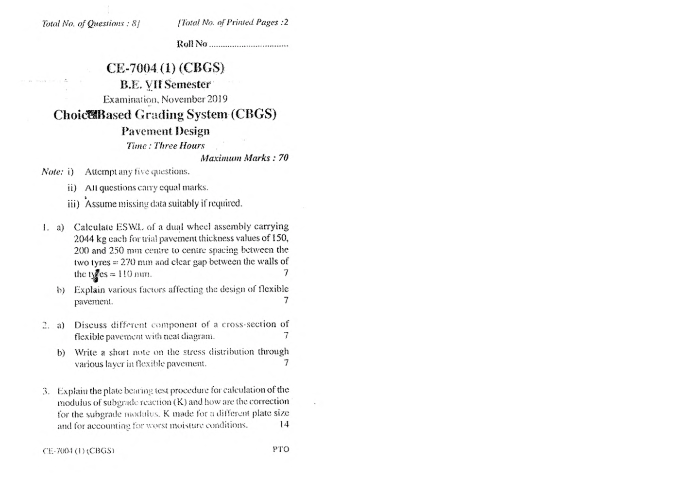 RGPV BE Civil Engineering VII SEM Previous 4 Years Question Papers - Page 4