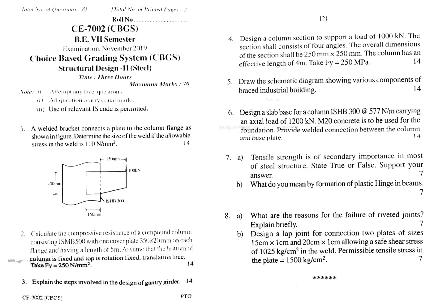 RGPV BE Civil Engineering VII SEM Previous 4 Years Question Papers - Page 5
