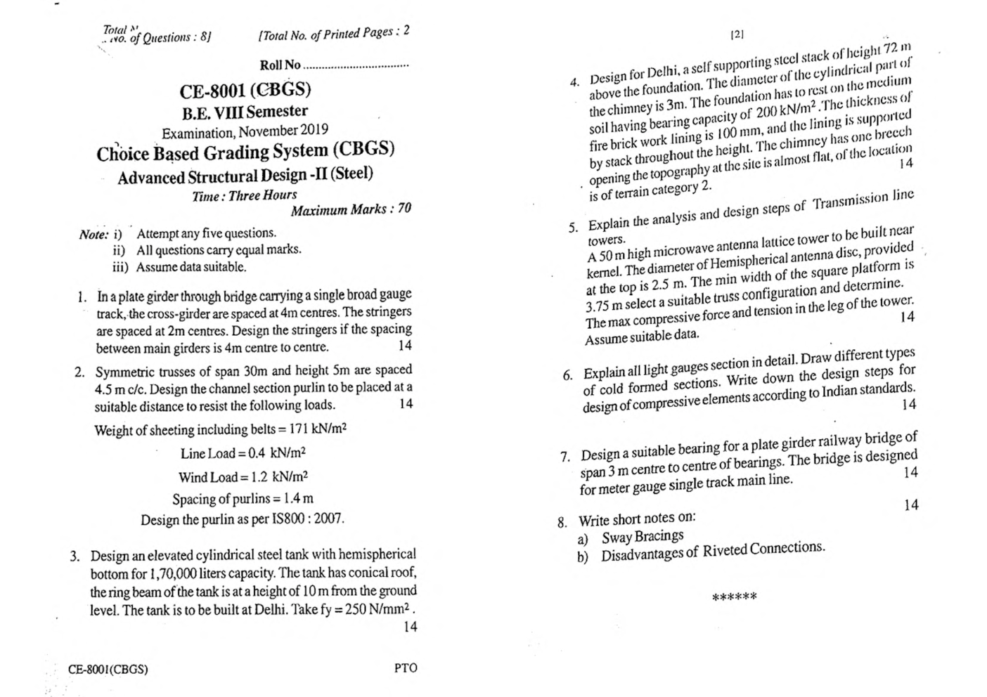 RGPV BE Civil Engineering VIII SEM Previous 4 Years Question Papers - Page 2