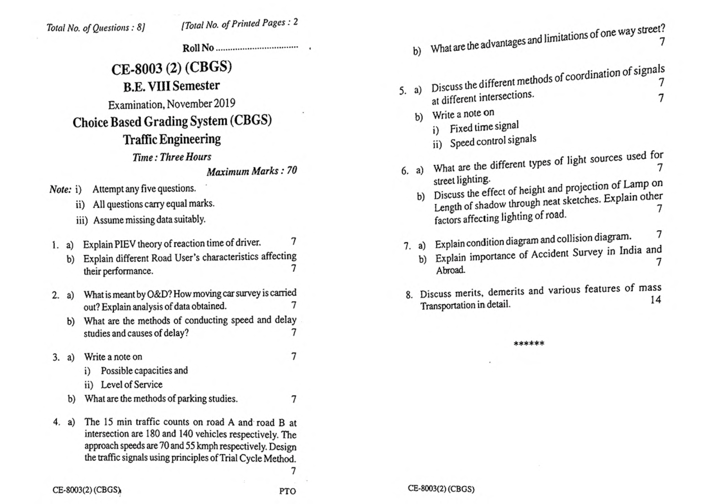 RGPV BE Civil Engineering VIII SEM Previous 4 Years Question Papers - Page 5