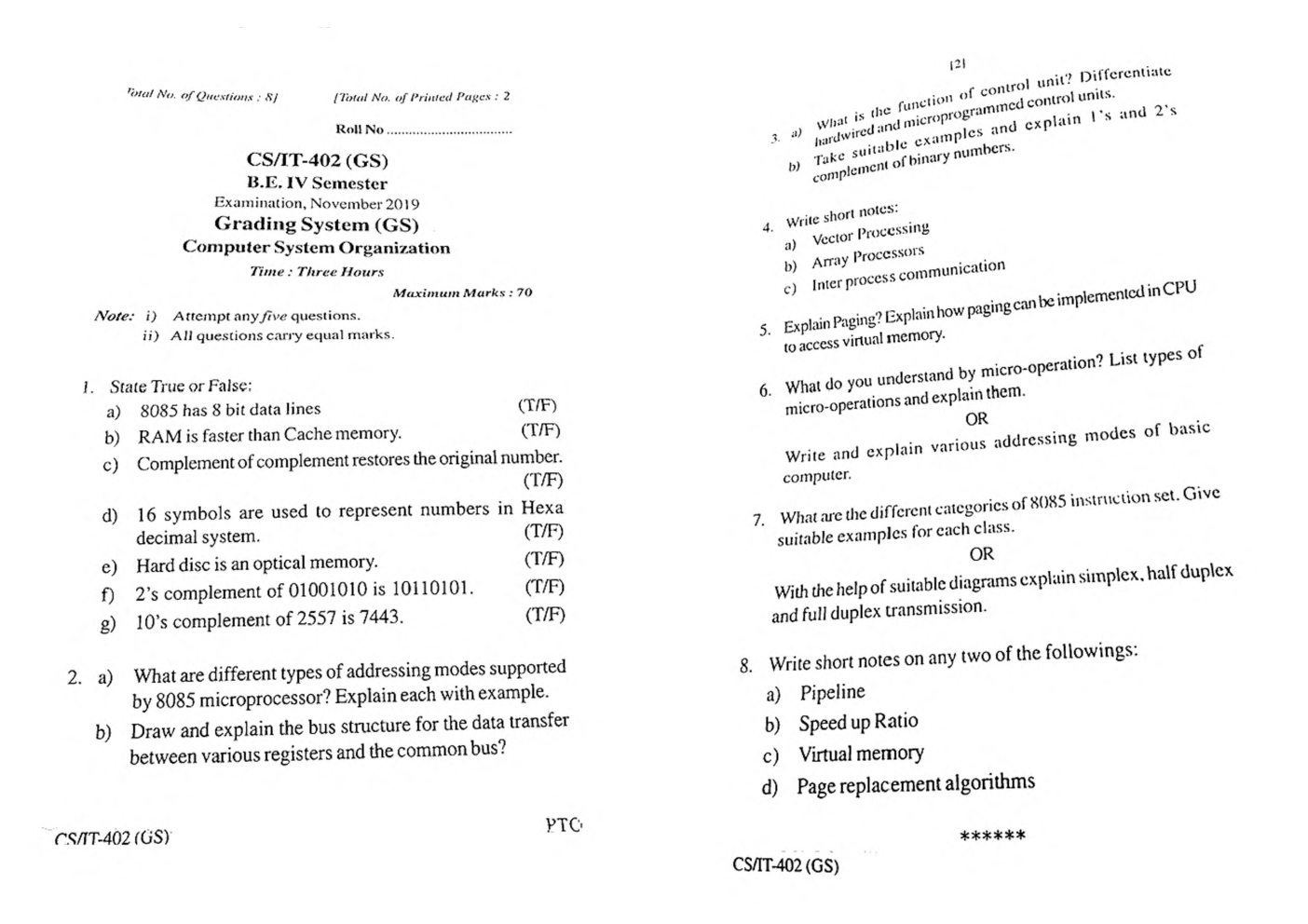 RGPV BE Computer Science Engineering IV SEM Previous 4 Years Question Papers - Page 5