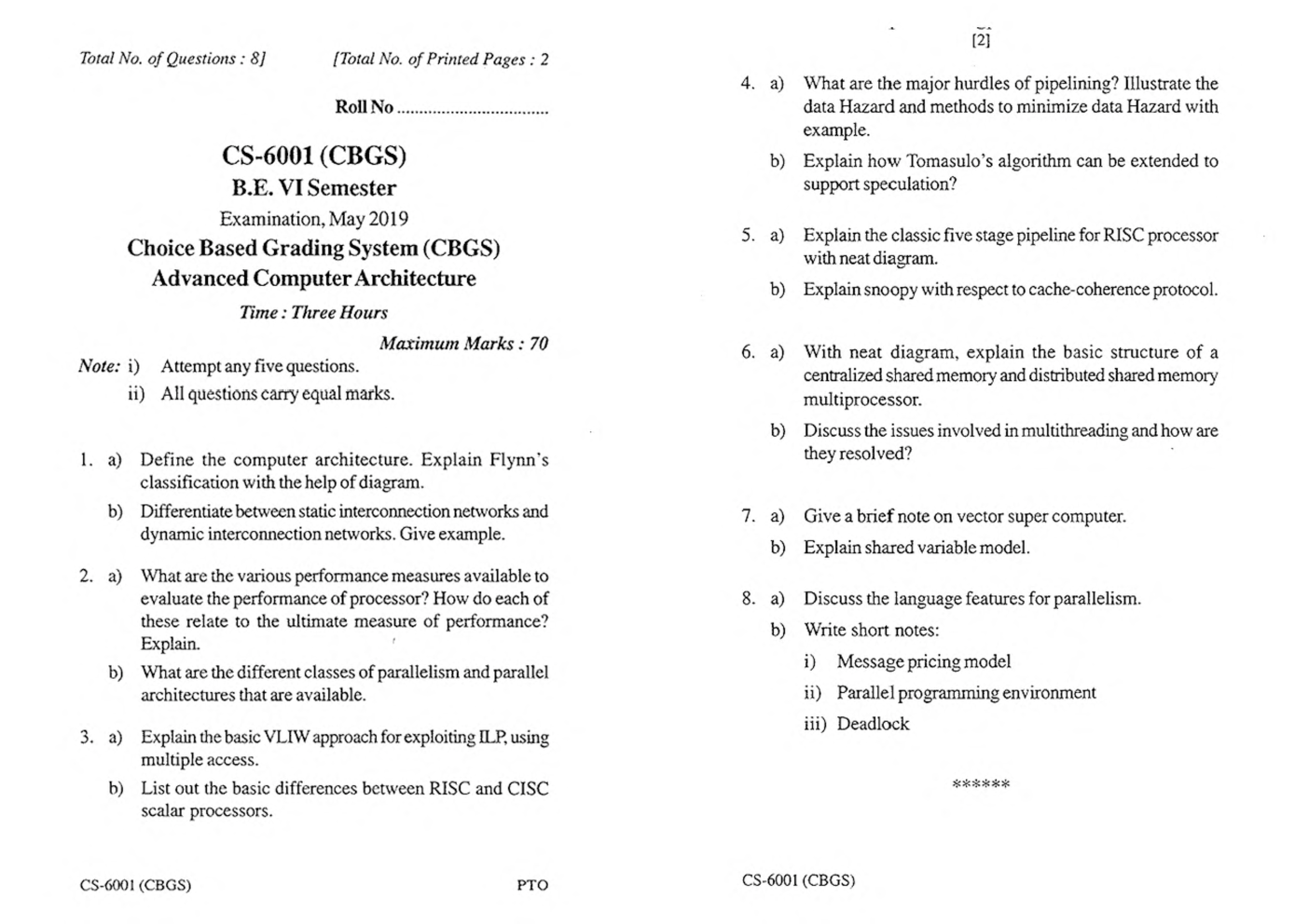 RGPV BE Computer Science Engineering VI SEM Previous 4 Years Question Papers - Page 2