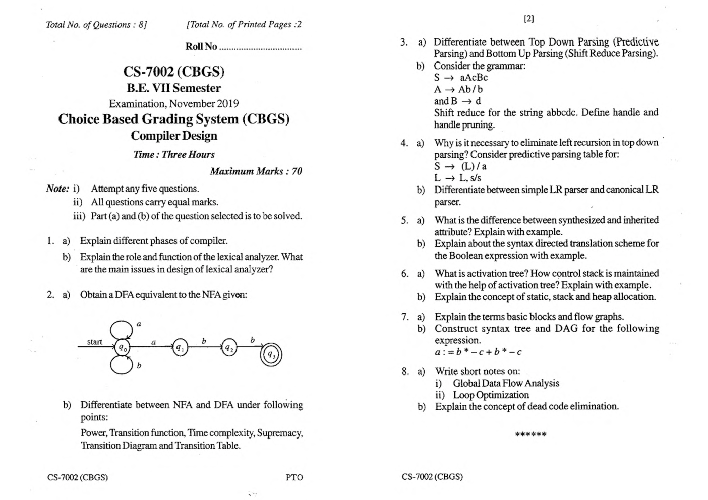 RGPV BE Computer Science Engineering VII SEM Previous 4 Years Question Papers - Page 3