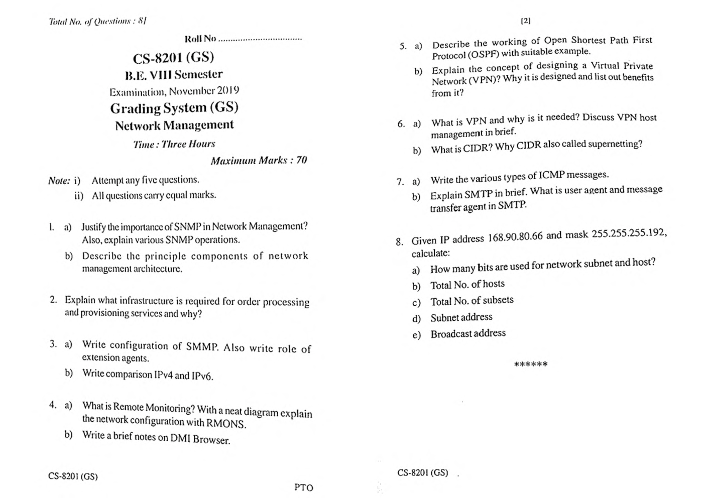 RGPV BE Computer Science Engineering VIII SEM Previous 4 Years Question Papers - Page 4