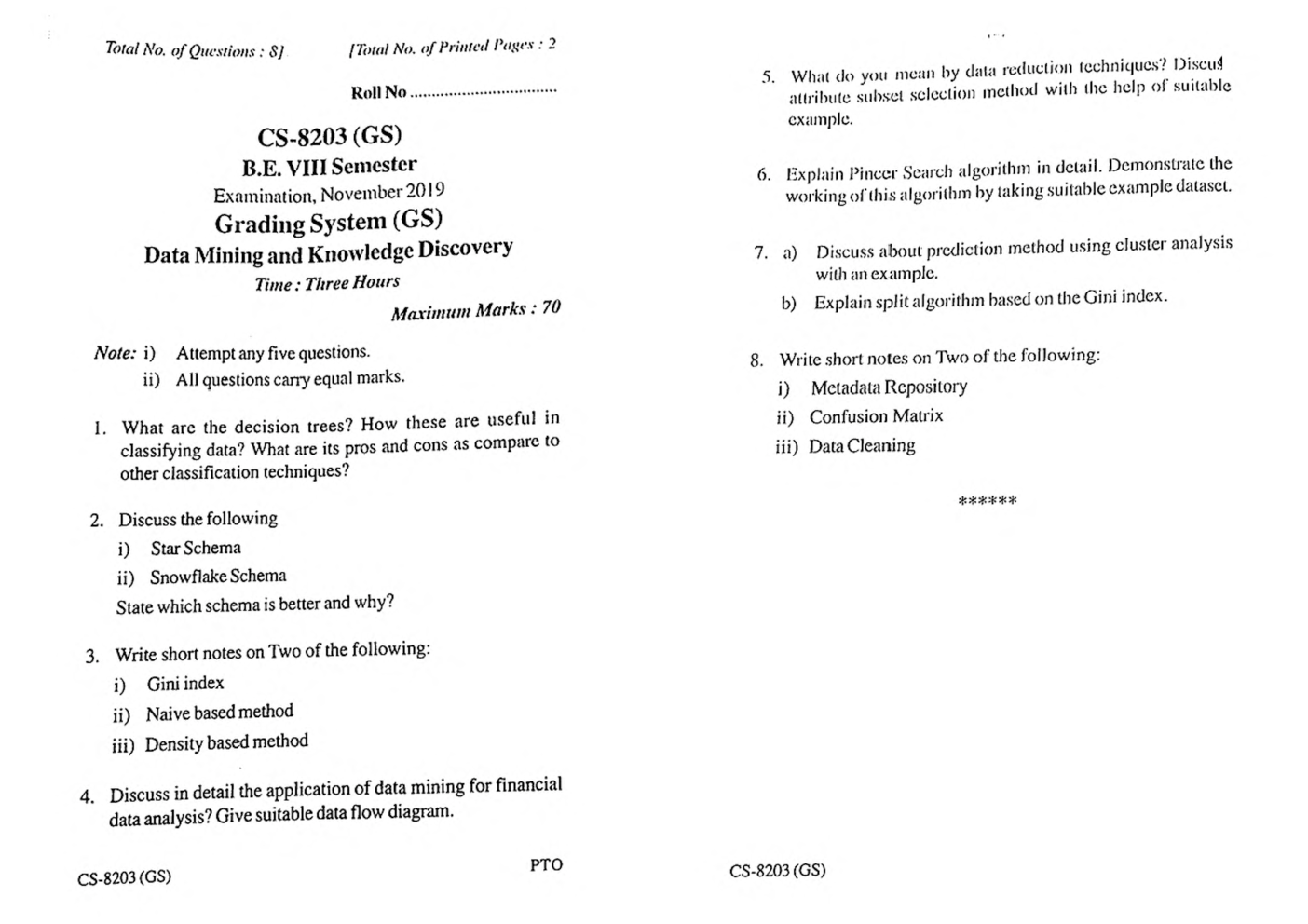 RGPV BE Computer Science Engineering VIII SEM Previous 4 Years Question Papers - Page 5