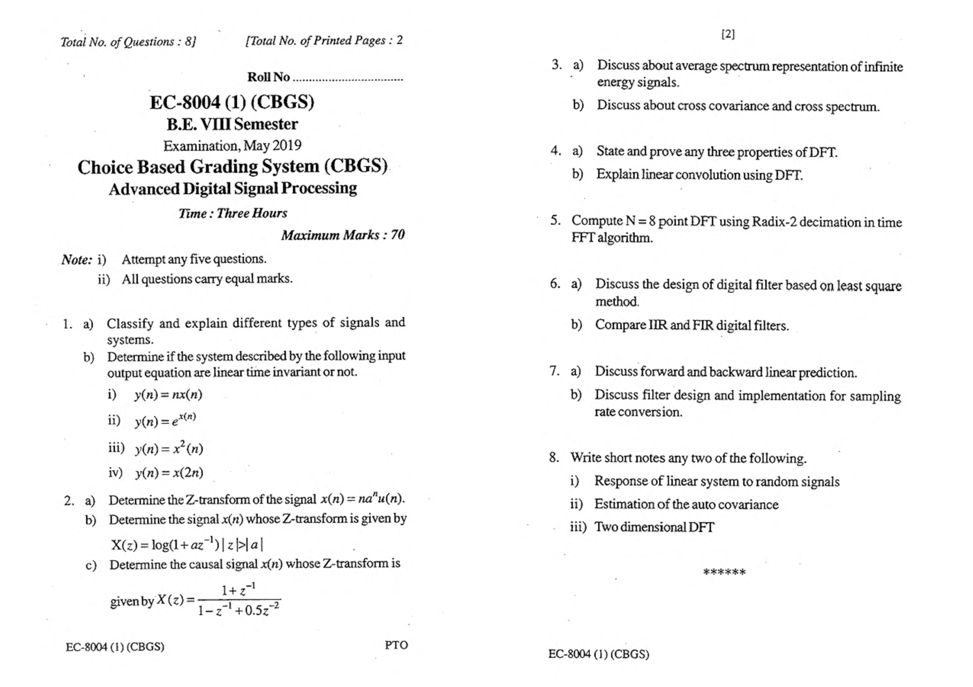 RGPV BE Electrical Engineering III SEM Previous 4 Years Question Papers - Page 5