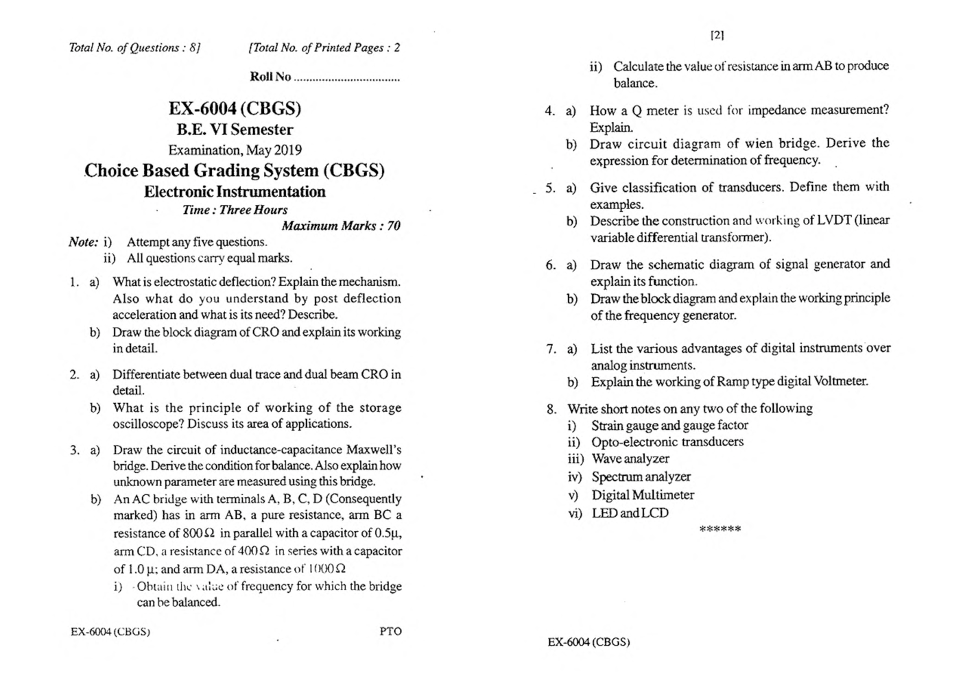 RGPV BE Electrical Engineering VI SEM Previous 4 Years Question Papers - Page 5
